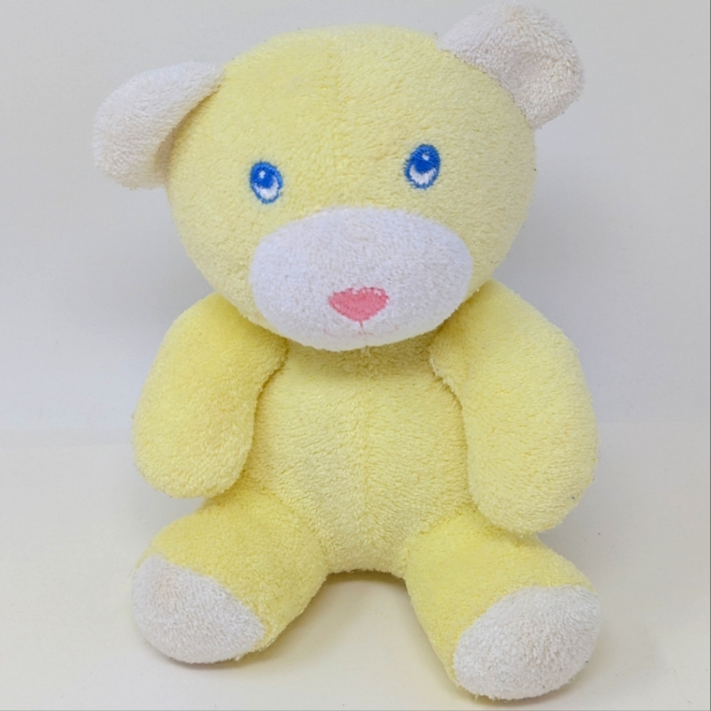Eden Teddy Bear Baby Terrycloth Yellow Pastel Vintage Rare Rattle Sown E…